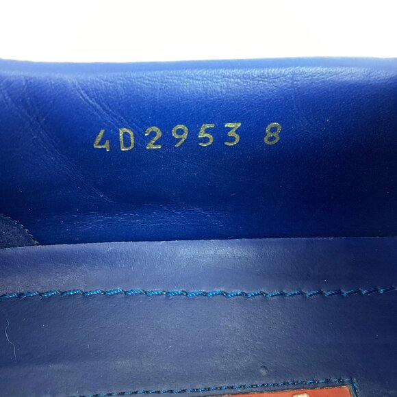 Prada Sport Mens 8 Perforated Blue Leather Slip-On Sneakers Made In Italy - Picture 10 of 11